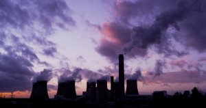 A purple sunset over the coat-fired East Midlands Power Station.