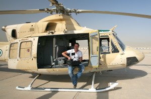 A team from Yoho Media preparing to film aerials over Riyadh in Saudi Arabia.