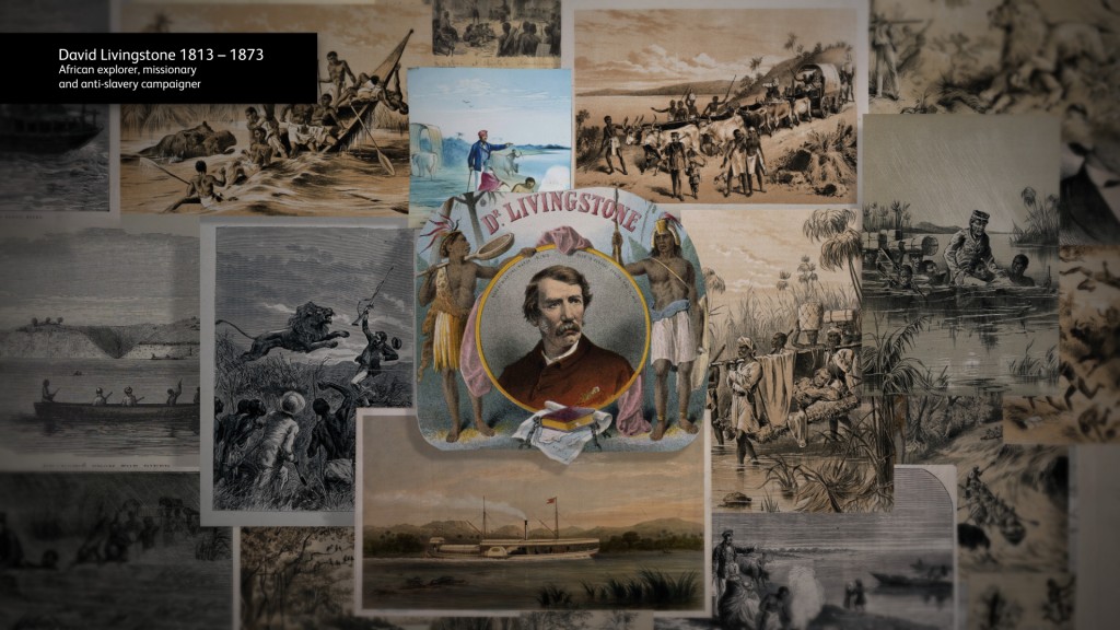 David Livingstone. An image from the Discoveries projection for the National Musem of Scotland.
