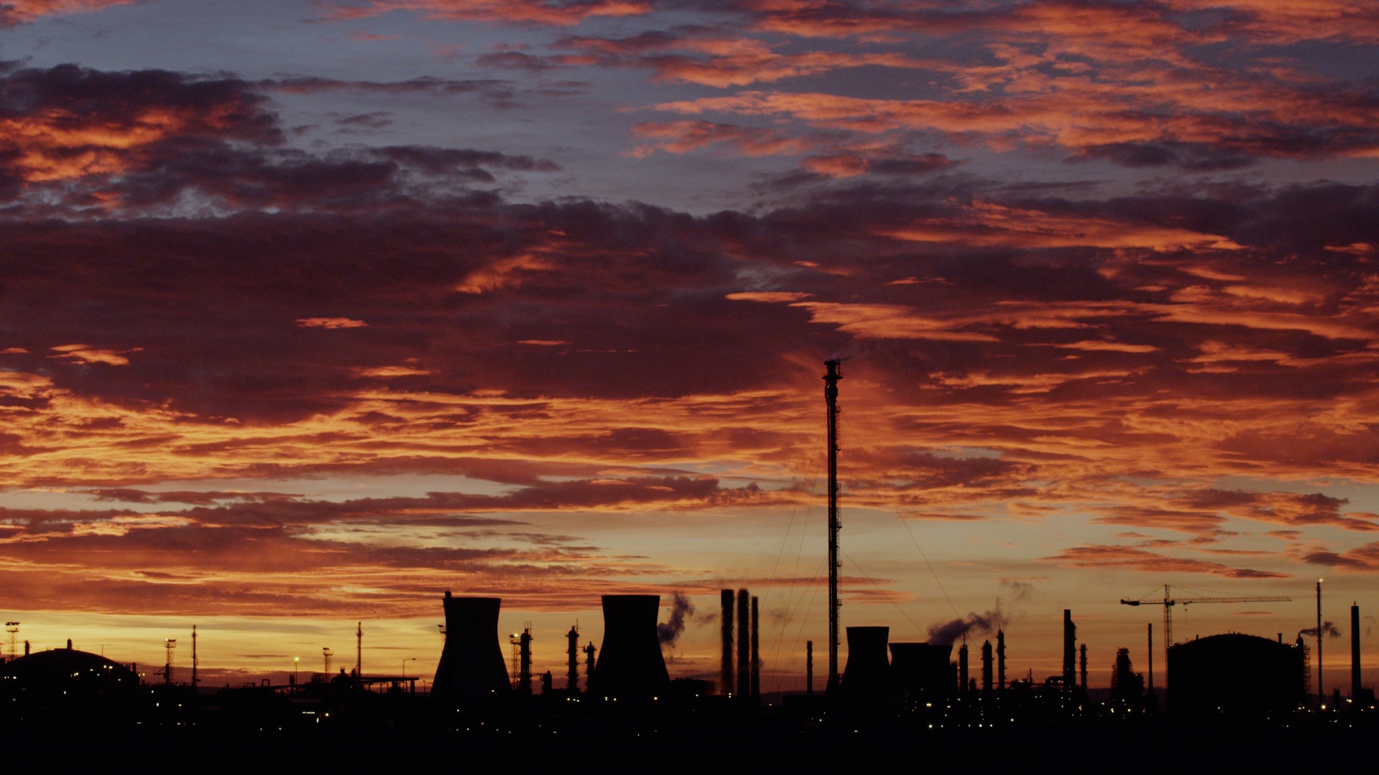 Sunset over Grangemouth Refinery, Scotland.