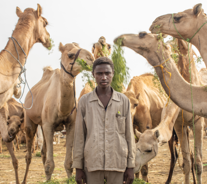 A camel trader, Nyala camel market, South Darfur.