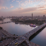 Sunset over the River Nile in central Cairo