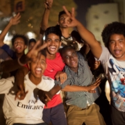 Celebrations on the streets of Khartoum, Sudan.