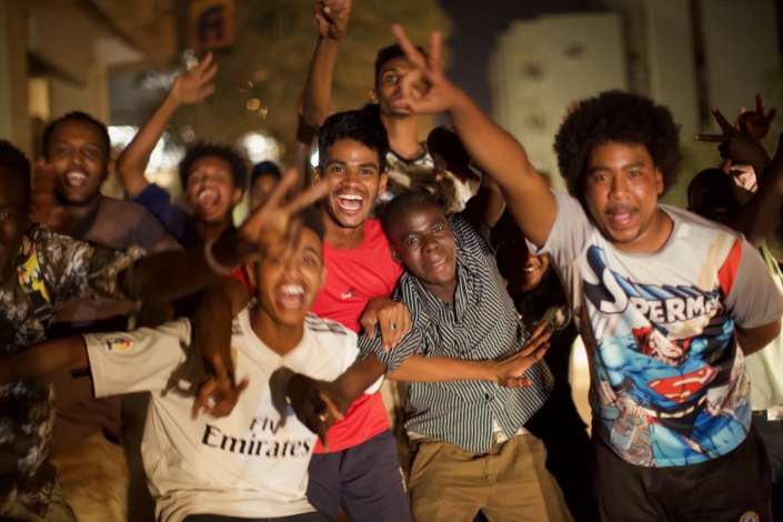 Celebrations on the streets of Khartoum, Sudan.